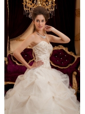 Ivory Ball Gown Sweetheart Floor-length Satin and Organza Embroidery Quinceanera Dress