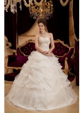 Ivory Ball Gown Sweetheart Floor-length Satin and Organza Embroidery Quinceanera Dress