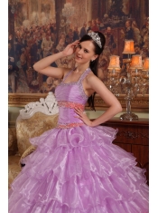 Lavender Ball Gown Halter Floor-length Organza Beading Quinceanera Dress