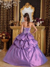 Lavender Ball Gown Strapless Floor-length Appliques Taffeta Quinceanera Dress