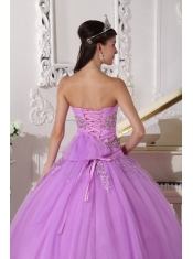 Lavender Ball Gown Strapless Floor-length Taffeta and Tulle Beading Sweet 16 Dress