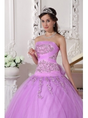 Lavender Ball Gown Strapless Floor-length Taffeta and Tulle Beading Sweet 16 Dress