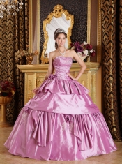 Lavender Ball Gown Strapless Floor-length Taffeta Beading Quinceanera Dress