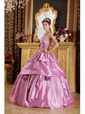Lavender Ball Gown Strapless Floor-length Taffeta Beading Quinceanera Dress