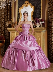 Lavender Ball Gown Strapless Floor-length Taffeta Beading Quinceanera Dress