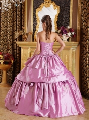 Lavender Ball Gown Strapless Floor-length Taffeta Beading Quinceanera Dress