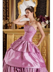 Lavender Ball Gown Strapless Floor-length Taffeta Beading Quinceanera Dress