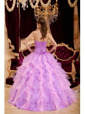 Lavender Ball Gown Sweetheart Floor-length Organza Beading Quinceanera Dress