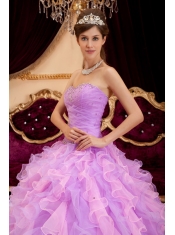 Lavender Ball Gown Sweetheart Floor-length Organza Beading Quinceanera Dress