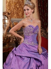 Lavender Ball Gown Sweetheart Floor-length Taffeta Appliques Quinceanera Dress