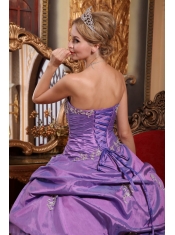 Lavender Ball Gown Sweetheart Floor-length Taffeta Appliques Quinceanera Dress