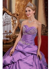 Lavender Ball Gown Sweetheart Floor-length Taffeta Appliques Quinceanera Dress