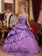 Lavender Ball Gown Sweetheart Floor-length Taffeta Appliques Quinceanera Dress