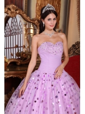 Lavender Ball Gown Sweetheart Floor-length Tulle Sequins Quinceanera Dress