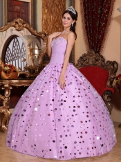 Lavender Ball Gown Sweetheart Floor-length Tulle Sequins Quinceanera Dress