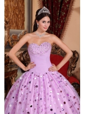 Lavender Ball Gown Sweetheart Floor-length Tulle Sequins Quinceanera Dress