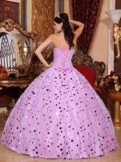 Lavender Ball Gown Sweetheart Floor-length Tulle Sequins Quinceanera Dress