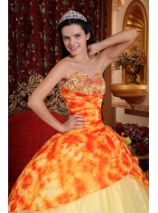 Light Yellow Ball Gown Sweetheart Floor-length Tulle Beading Quinceanera Dress