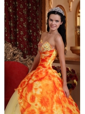 Light Yellow Ball Gown Sweetheart Floor-length Tulle Beading Quinceanera Dress