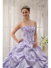 Lilac Ball Gown Strapless Floor-length Taffeta Appliques Sweet 16 Dress