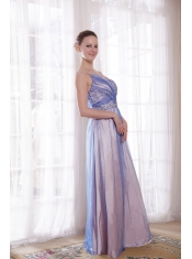 Lilac Empire Straps Floor-length Tulle and Taffeta Beading Prom Dress