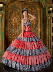 Luxurious Ball Gown Sweetheart Floor-length Zebra Ruffles Quinceanera Dress