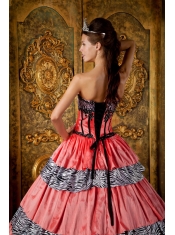 Luxurious Ball Gown Sweetheart Floor-length Zebra Ruffles Quinceanera Dress
