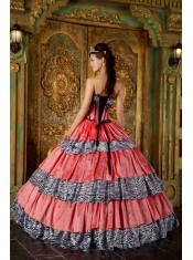 Luxurious Ball Gown Sweetheart Floor-length Zebra Ruffles Quinceanera Dress