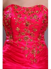 Modest  Ball Gown Strapless Floor-length Orangza Applqiues Red Quinceanera Dress