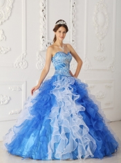 Multi-color A-Line / Princess Sweetheart Floor-length Organza Beading Quinceanera Dress