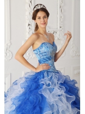 Multi-color A-Line / Princess Sweetheart Floor-length Organza Beading Quinceanera Dress