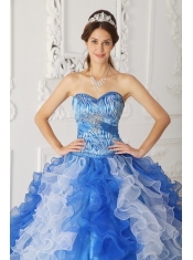 Multi-color A-Line / Princess Sweetheart Floor-length Organza Beading Quinceanera Dress