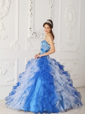 Multi-color A-Line / Princess Sweetheart Floor-length Organza Beading Quinceanera Dress