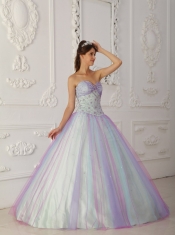 Multi-Color A-Line / Princess Sweetheart Floor-length Taffeta and Tulle Beading and Sequins Quinceranera Dress