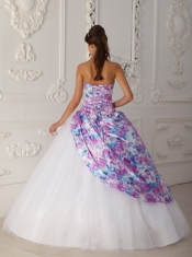 Multi-color A-line Sweetheart Floor-length Tulle Appliques Quinceanera Dress