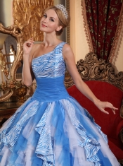 Multi-color Ball Gown One Shoulder Floor-length Ruffles Quinceanera Dress