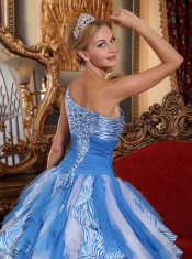 Multi-color Ball Gown One Shoulder Floor-length Ruffles Quinceanera Dress