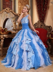 Multi-color Ball Gown One Shoulder Floor-length Ruffles Quinceanera Dress