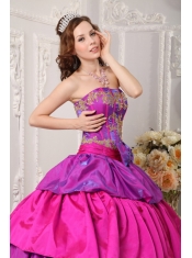 Multi-color Ball Gown Strapless Floor-length Appliques  Quinceanera Dress