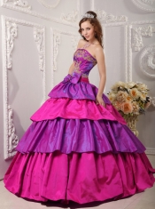 Multi-color Ball Gown Strapless Floor-length Appliques  Quinceanera Dress