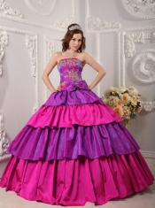 Multi-color Ball Gown Strapless Floor-length Appliques Quinceanera Dress