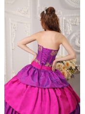 Multi-color Ball Gown Strapless Floor-length Appliques  Quinceanera Dress