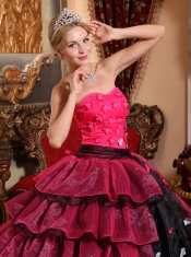 Multi-color Ball Gown Strapless Floor-length Organza Appliques Quinceanera Dress