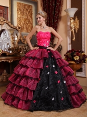 Multi-color Ball Gown Strapless Floor-length Organza Appliques Quinceanera Dress