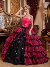 Multi-color Ball Gown Strapless Floor-length Organza Appliques Quinceanera Dress