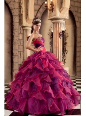 Multi-color Ball Gown Strapless Floor-length Organza Ruffles Quinceanera Dress