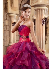 Multi-color Ball Gown Strapless Floor-length Organza Ruffles Quinceanera Dress