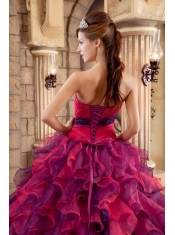 Multi-color Ball Gown Strapless Floor-length Organza Ruffles Quinceanera Dress