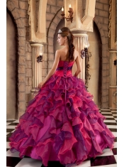 Multi-color Ball Gown Strapless Floor-length Organza Ruffles Quinceanera Dress