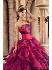 Multi-color Ball Gown Strapless Floor-length Organza Ruffles Quinceanera Dress